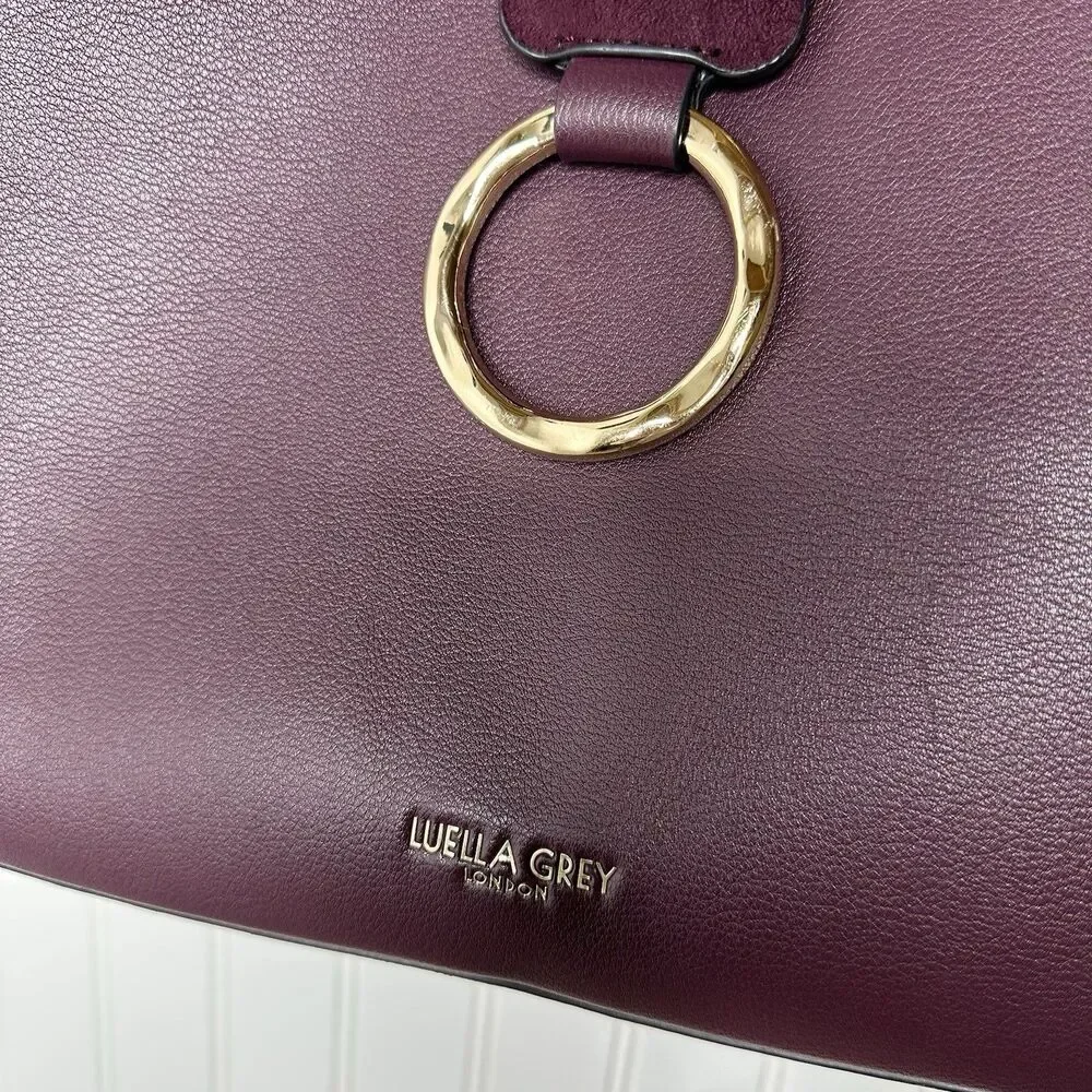 Luella Grey London Handbag‎ Hobo Shoulder Bucket Bag Purple Faux Leather Footed